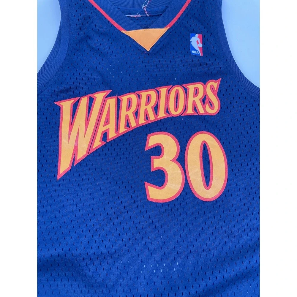 Mitchell & Ness Warriors Jersey Kids Medium 10/12 Blue Curry 30 HWC‎ NBA Road